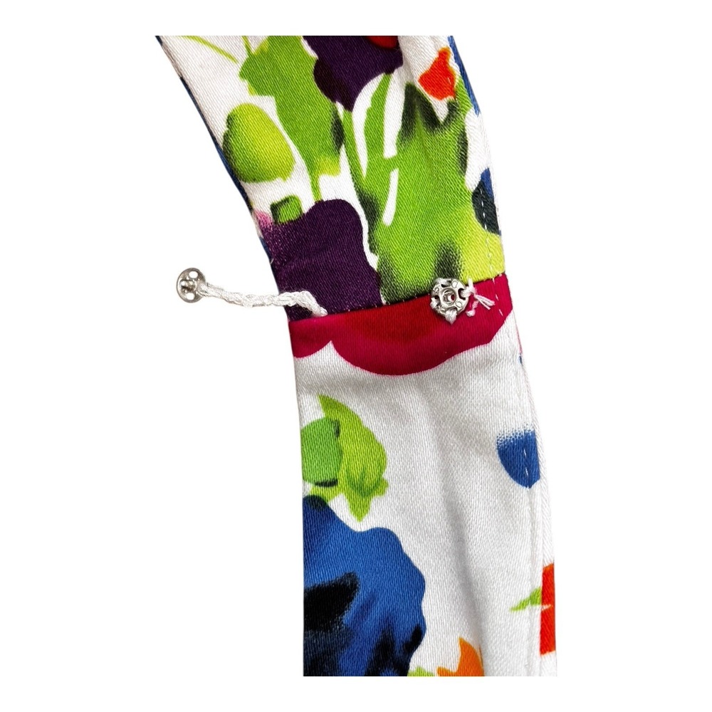 CHAPS Dress‎ 16 White Floral Fit & Flare Cotton Stretch Sleeveless V-Neck Zip - Picture 6 of 11